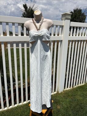Zara NWOT Strapless Necklace Dress Size L, poly Fully Lined